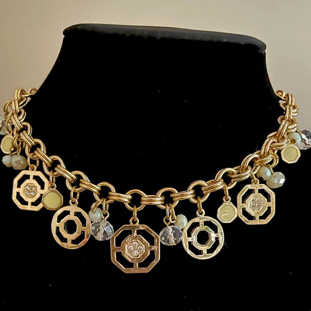 WHBM gold tone statement necklace.